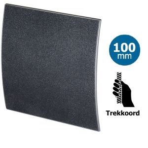 Pro-Design badkamer/toilet ventilator - TREKKOORD (KW100W) - Ø100mm - kunststof - grafiet DELUXE