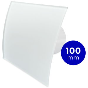 Pro-Design badkamer/toilet ventilator - STANDAARD (KW100) - Ø100mm - gebogen GLAS - mat wit