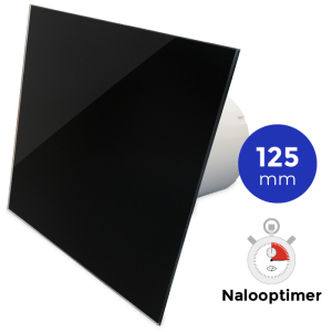 Pro-Design badkamer/toilet ventilator - MET TIMER (KW125T) - Ø125mm - vlak GLAS - glans zwart