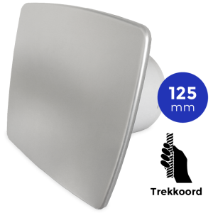 Pro-Design badkamer/toilet ventilator - TREKKOORD (KW125W) - Ø 125mm - RVS *Bold-Line*