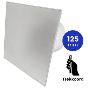 Pro-Design badkamer/toilet ventilator - TREKKOORD (KW125W) - Ø 125mm - RVS vlak