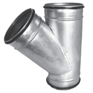 T-stuk 45º met rubberdichting Ø 180mm - Ø 180mm - Ø 100mm