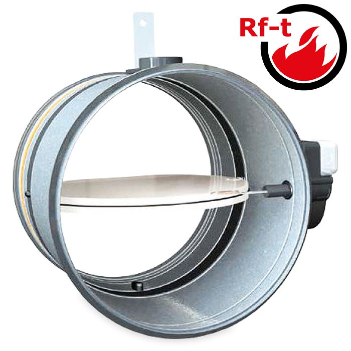 Brandklep Ø 125mm, handbediening met smeltlood bij 72°C + veer