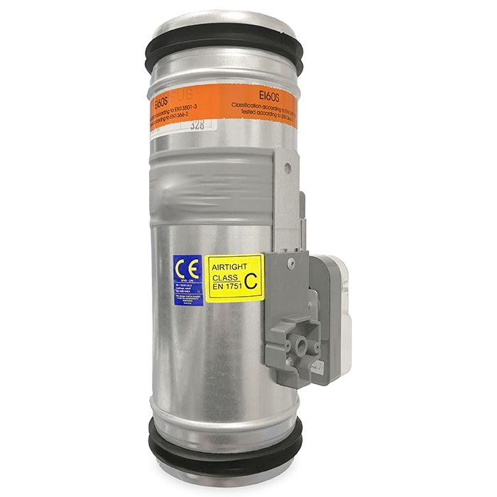 Brandklep Ø 100mm, handbediening met smeltlood bij 72°C + veer