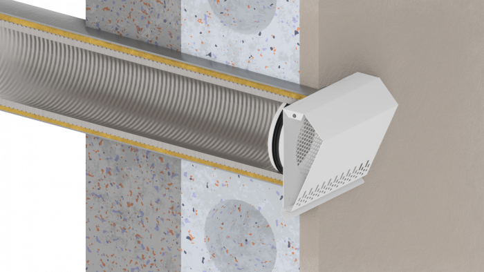 Whisper Luxe Design Gevelkap 125mm - TOEVOER - WIT Whisper Luxe Design Gevelkap 125mm - TOEVOER - WIT