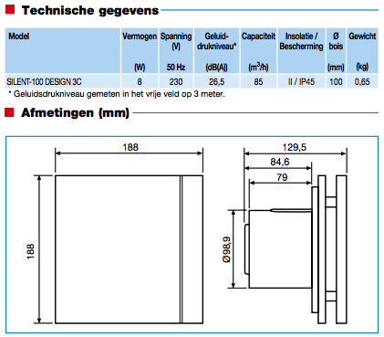 Design badkamerventilator Soler & Palau Silent (100CZ) - Ø 100mm - STANDAARD (zilver) Design badkamerventilator Soler & Palau Silent (100CZ) - Ø 100mm - STANDAARD (zilver)