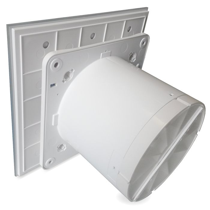 Pro-Design badkamer/toilet ventilator - TREKKOORD (KW100W) - Ø 100mm - vlak GLAS - mat wit