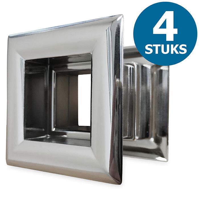 Vierkante deurroosters 29 x 29mm - kunststof chrome - set van 4 stuks