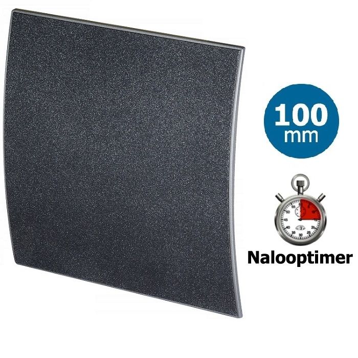 Pro-Design badkamer/toilet ventilator - MET TIMER (KW100T) - Ø100mm - kunststof - grafiet DELUXE