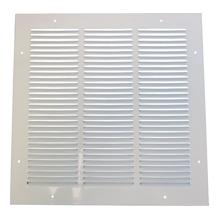 Retourrooster met vaste lamellen - staal - WIT RAL9010 - opbouw 350 x 350mm (1W-3535W)