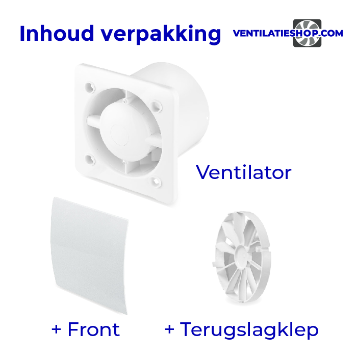 Pro-Design badkamerventilator - TIMER + VOCHTSENSOR (KW100H) - Ø 100mm - kunststof - wit
