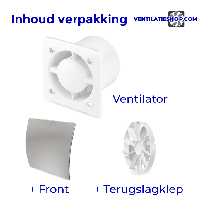 Pro-Design badkamerventilator - TIMER + VOCHTSENSOR (KW100H) - Ø 100mm - RVS gebogen