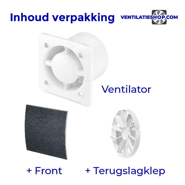 Pro-Design badkamer/toilet ventilator - TREKKOORD (KW100W) - Ø100mm - kunststof - grafiet DELUXE