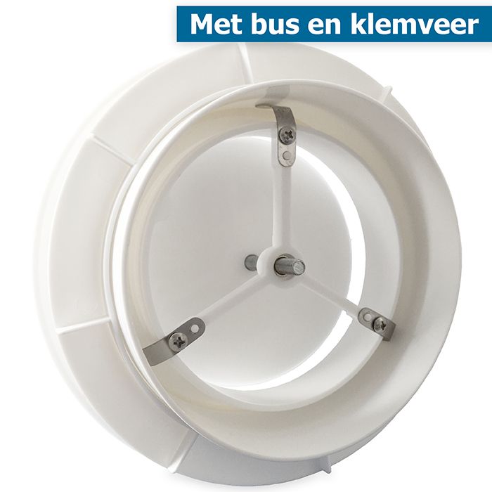 Kunststof luchtventiel (toevoer & retour) Ø100mm - wit - MET BUS & VEER Kunststof luchtventiel (toevoer & retour) Ø100mm - wit - MET BUS & VEER