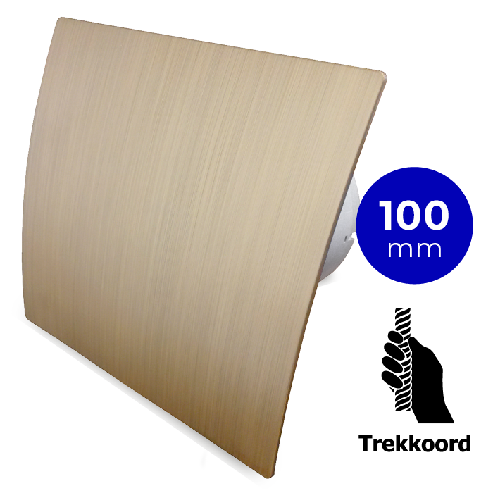 Pro-Design badkamer/toilet ventilator - TREKKOORD (KW100W) - Ø 100mm - kunststof - goud