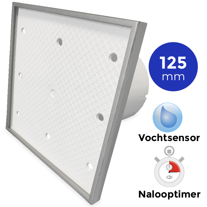 Pro-Design badkamerventilator - TIMER + VOCHTSENSOR (KW125H) - Ø 125mm - Tegelfront