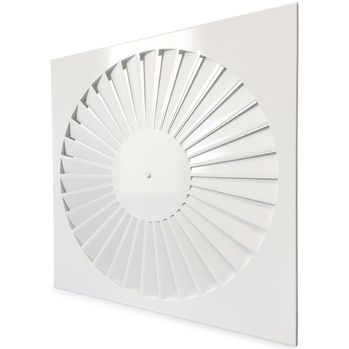 [Tweedekans] Wervelrooster voor inleg systeemplafond 595 x 595mm -  rond Ø 530mm  - luchtafvoer en toevoer - staal - RAL9010