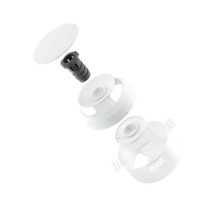 NoShow instucbaar designventiel 125mm - toevoer/afvoer - WIT