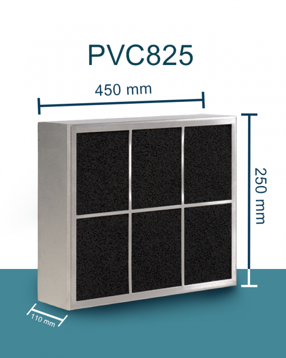 PuriVent CARRE filter voor inbouw afzuigkap - 825 m3/h - 450 x 250mm - aansluiting Ø 120mm PuriVent CARRE filter voor inbouw afzuigkap - 825 m3/h - 450 x 250mm - aansluiting Ø 120mm