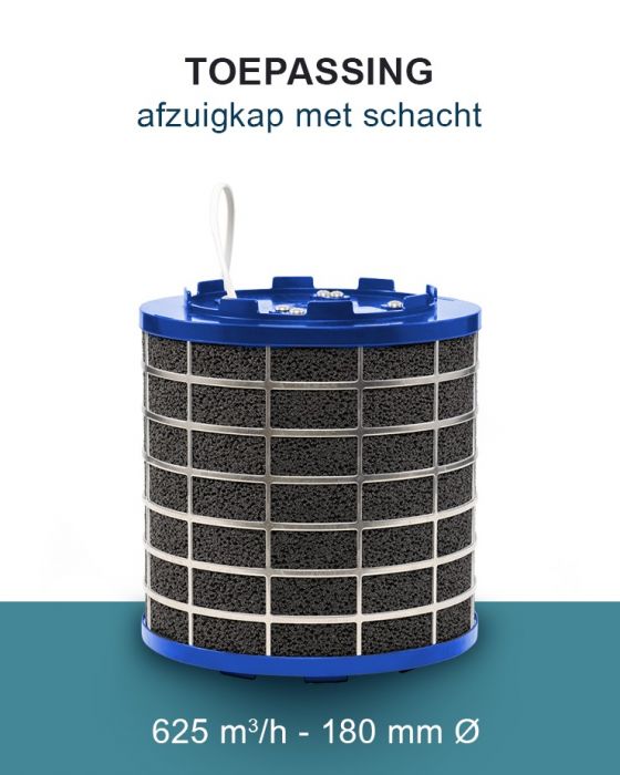 PuriVent SILO plasmafilter voor afzuigkap (schacht 200mm+) - 625 m3/h - aansluiting Ø120mm