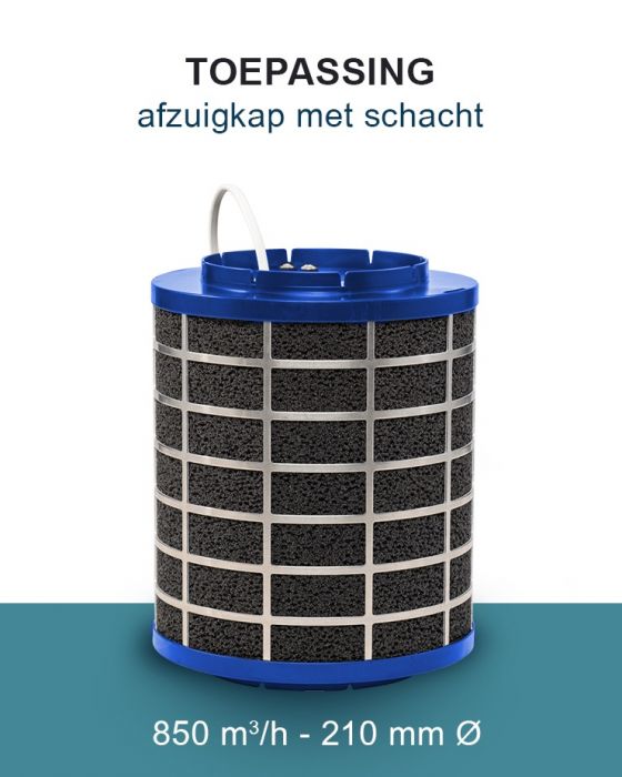 PuriVent SILO plasmafilter voor afzuigkap (schacht 240mm+) - 850 m3/h - aansluiting Ø150mm