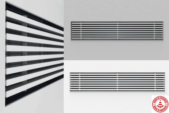 Instucbaar frameloos wandrooster - 160x60mm - t.b.v. kanaal 170x70mm Instucbaar frameloos wandrooster - 160x60mm - t.b.v. kanaal 170x70mm