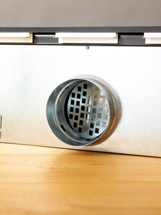 Instucbaar frameloos lijnrooster - 1200mm - ongeïsoleerde plenumbox 2x Ø125mm - AFVOER