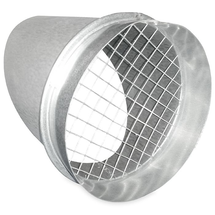 Uitblaasstuk - uitblaasrooster 45 graden Ø 180mm met gaas