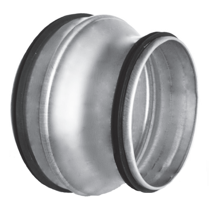 Verloopstuk voor spiraalbuis galva Ø 200mm naar Ø 150mm met rubberdichting