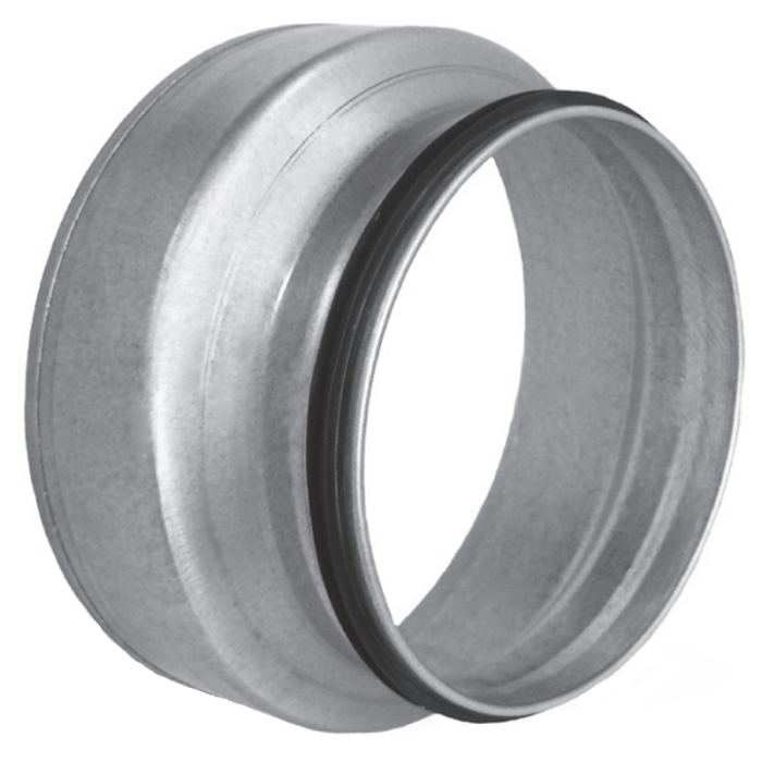 Verloopstuk van hulpstuk Ø 160mm naar spiraalbuis galva Ø 80mm met rubberdichting