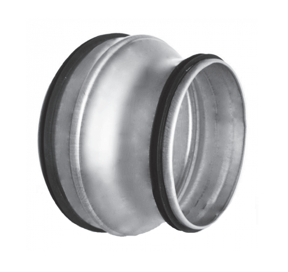 Verloopstuk voor spirobuis van Ø 180mm naar Ø 160mm - met afdichtingsrubber