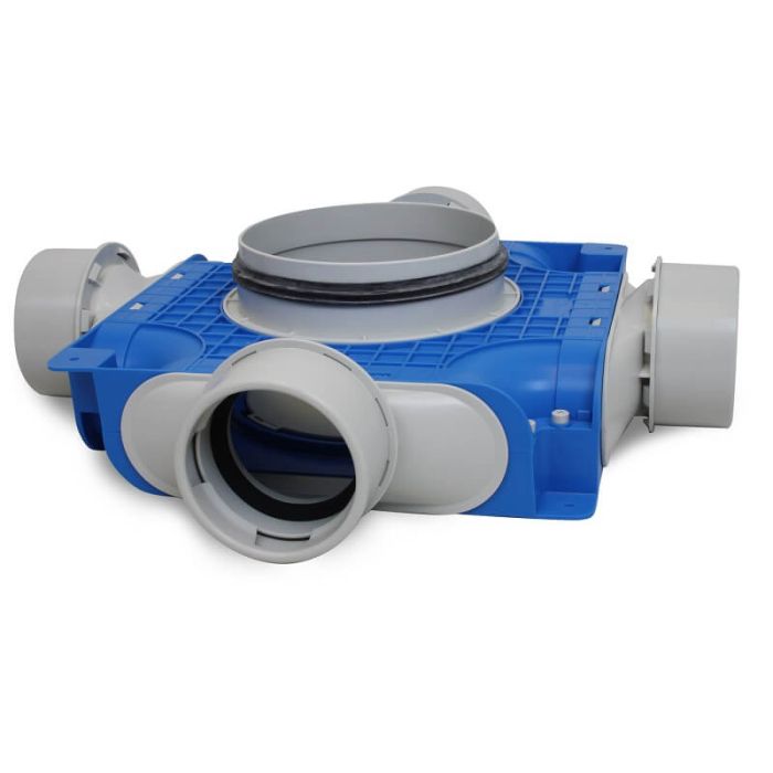 Vent-Axia Uniflexplus + instortverdeler 4x Ø90mm zijaansluiting - Ø180mm
