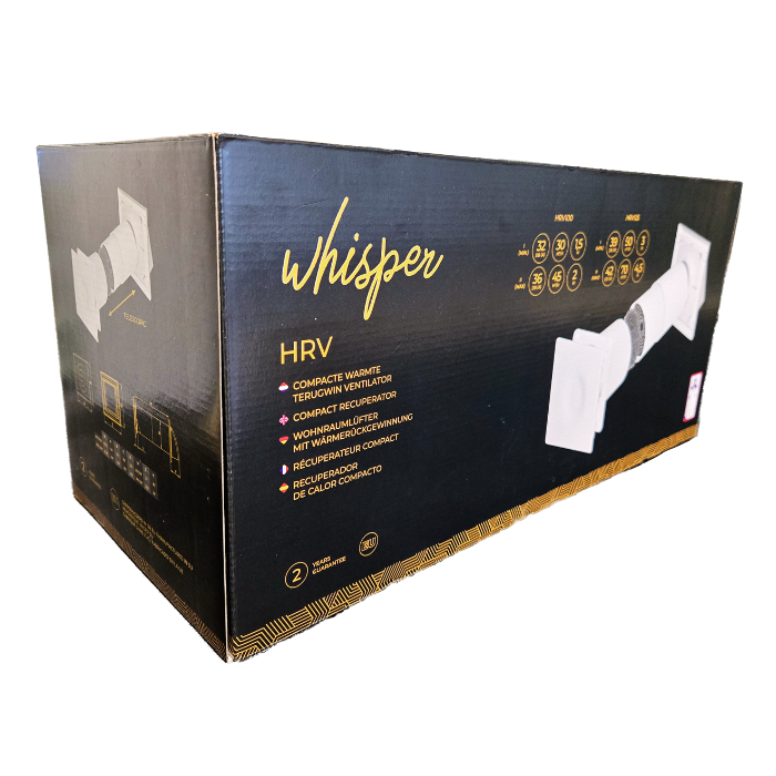 Compacte WTW ventilator HRV100P met warmtewisselaar - 35 & 50 m3/h - incl. afstandbediening Compacte WTW ventilator HRV100P met warmtewisselaar - 35 & 50 m3/h - incl. afstandbediening