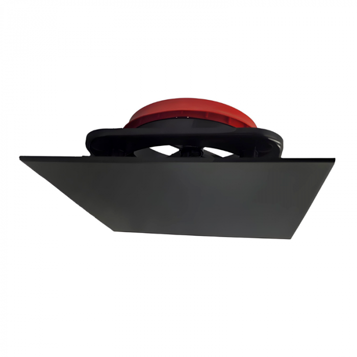 Whisper Designventiel vierkant 125mm kunststof - toevoer/afvoer - ZWART